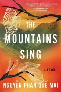 "The Mountains Sing" cover, with tree branches that overlook a mountainous valley