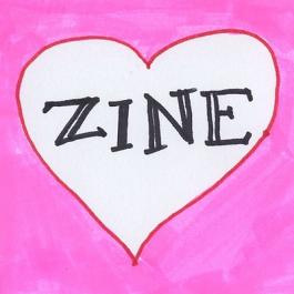 art that has the word "zine" written inside of a drawn heart