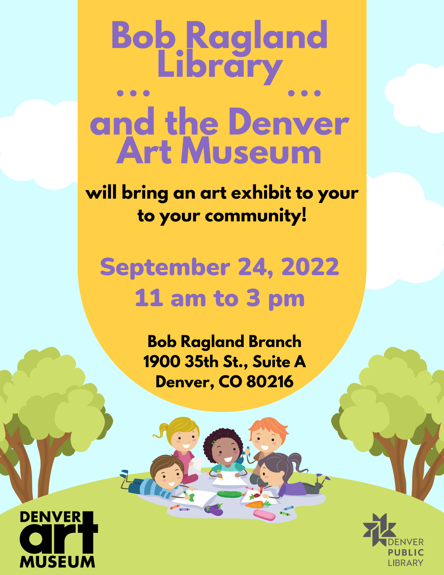 flyer with children doing art including information about the program