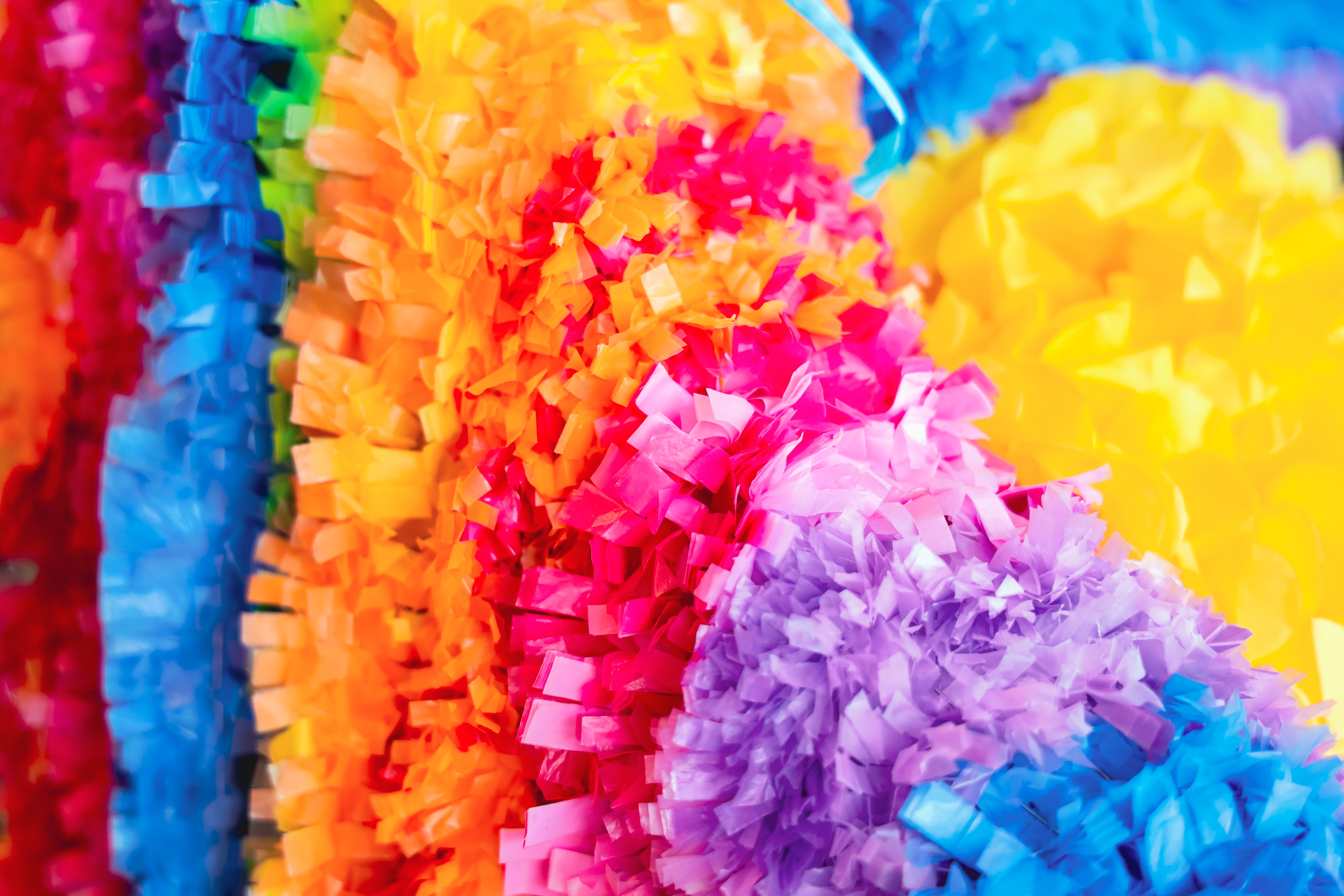 close-up photo of a colorful piñata
