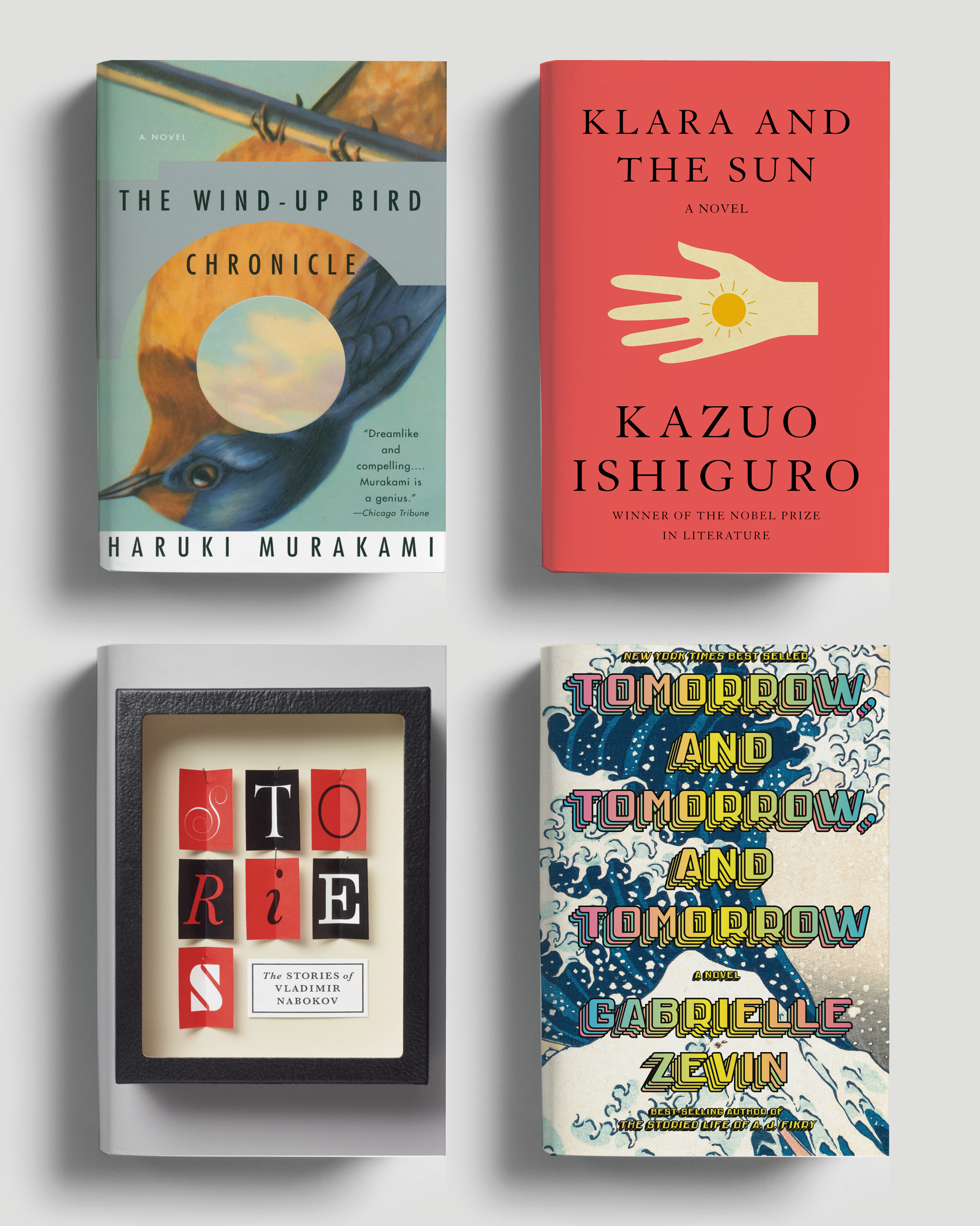 Grid of 4 book cover designs 