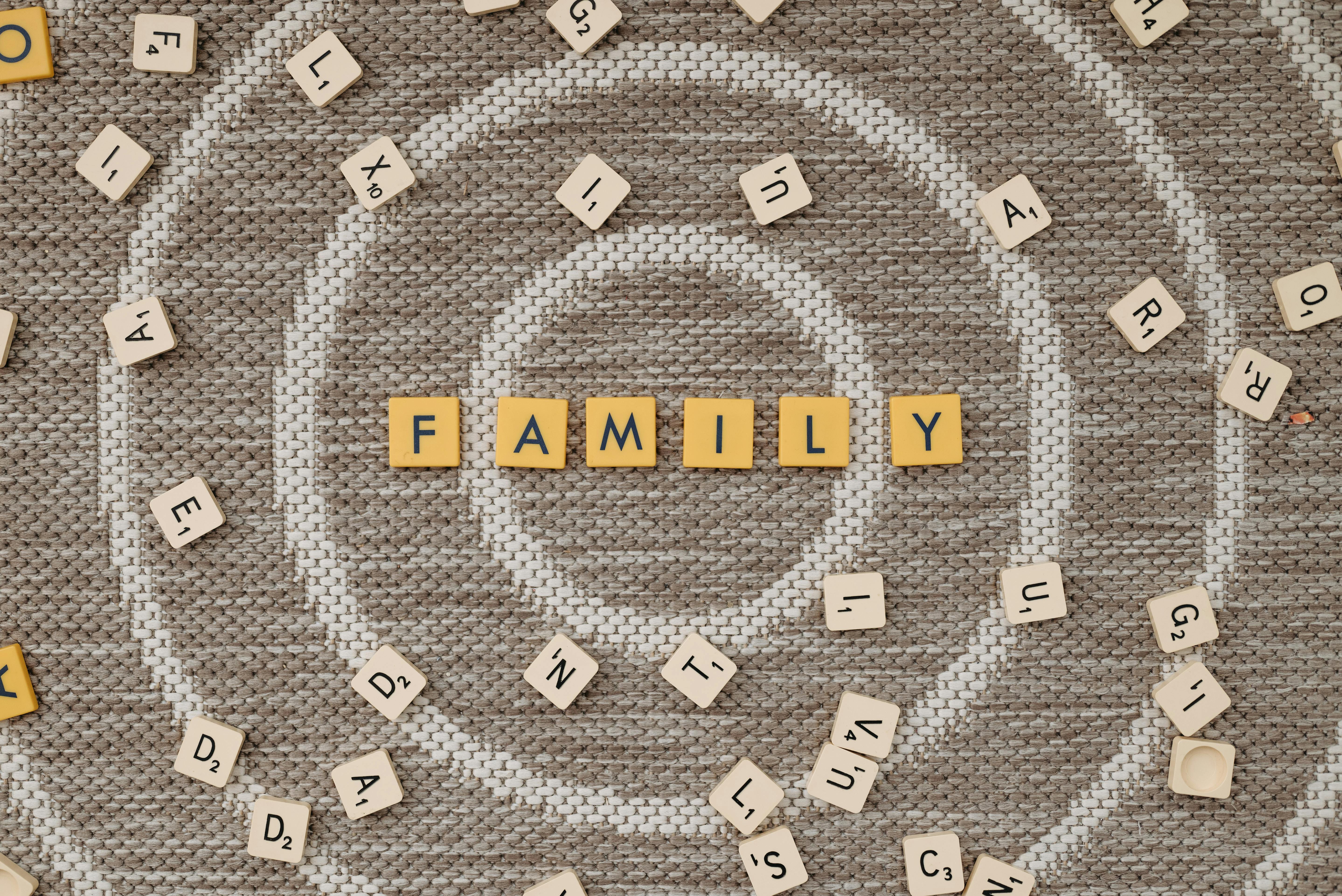 Scrabble Tiles Spell out the Word Family