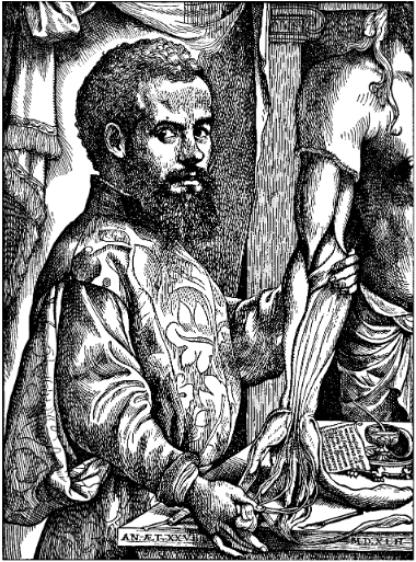  Andreas Vesalius. Woodcut portrait. From de Humani corporis fabrica (Vesalius, 1543a). Courtesy of the U.S. National Library of Medicine.