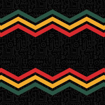 graphic of green, yellow, and red squiggly lines on a black background