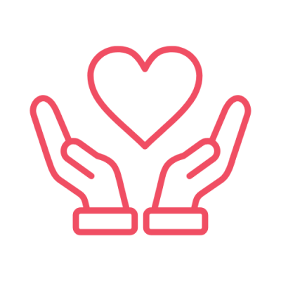 Graphic of open hands and heart. 
